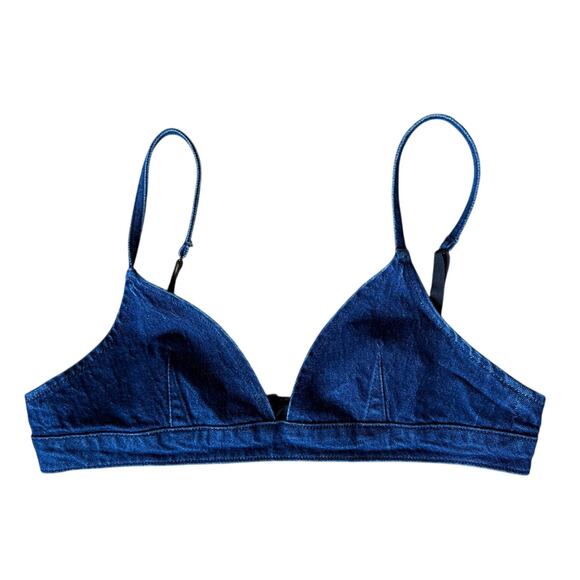 Calvin Klein Triangle Denim Bra Top Size Large - Picture 2 of 5